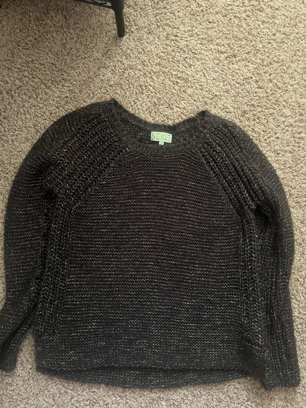 Brown and colorful Marled Knit Women's Sweater